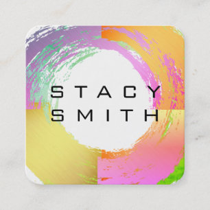 Colourful Brushed Square Business Card
