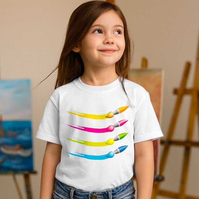 Colourful Brushes Girls T-Shirt (Creator Uploaded)