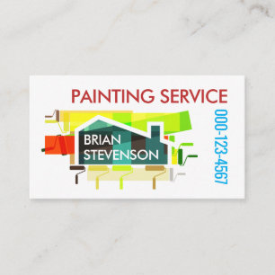 Colourful Brushes Painting Home Business Card
