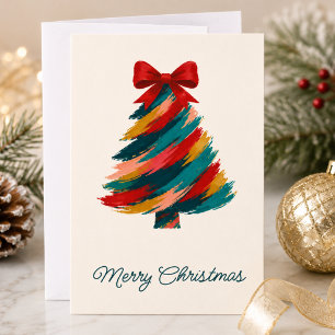 Colourful Brushstroke Christmas Tree Holiday Card