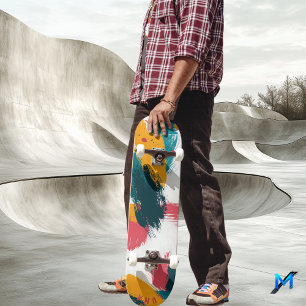 Colourful Brushstroke - Minimalist Abstract Skateboard