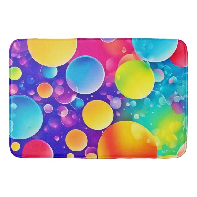 Colourful Bubble Abstract Art Bath Mat (Front)