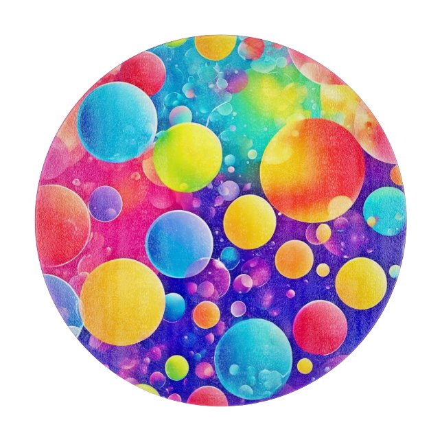Colourful Bubble Abstract Art Cutting Board (Front)