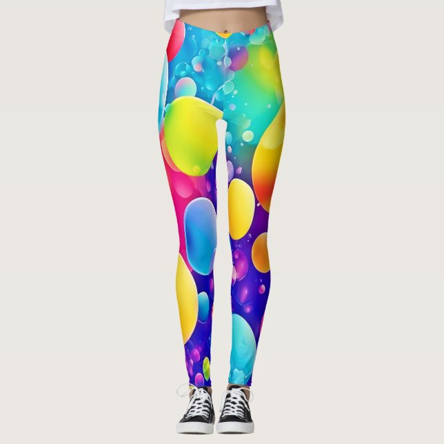 Colourful Bubble Abstract Art Leggings (Front)