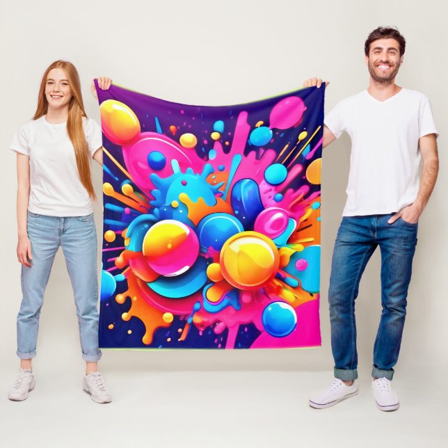Colourful Bubble Blast Fleece Blanket (In Situ)