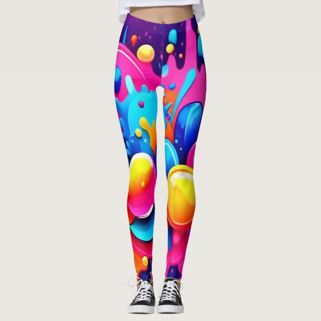 Colourful Bubble Blast Leggings (Front)