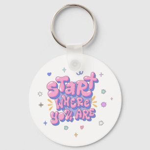 Colourful Bubble Letter Quote Key Ring
