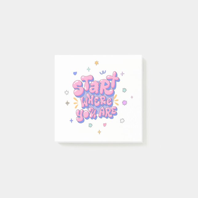 Colourful Bubble Letter Quote Post-it Notes (Front)