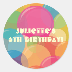 Colourful Bubble Party Birthday Favour Stickers