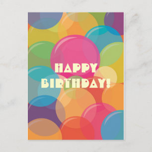 Colourful Bubble Party Birthday Greeting Postcard