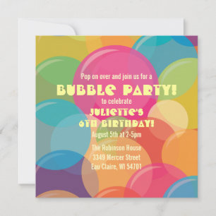 Colourful Bubble Party Birthday Invitation