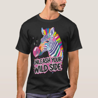 Colourful Bubblegum Zebra Funny Animal T-Shirt