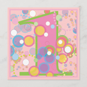 Colourful Bubbles 1st Birthday Party Invitation