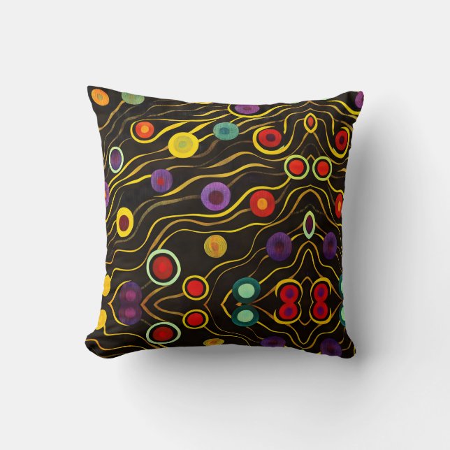 Colourful bubbles and lines cushion (Front)