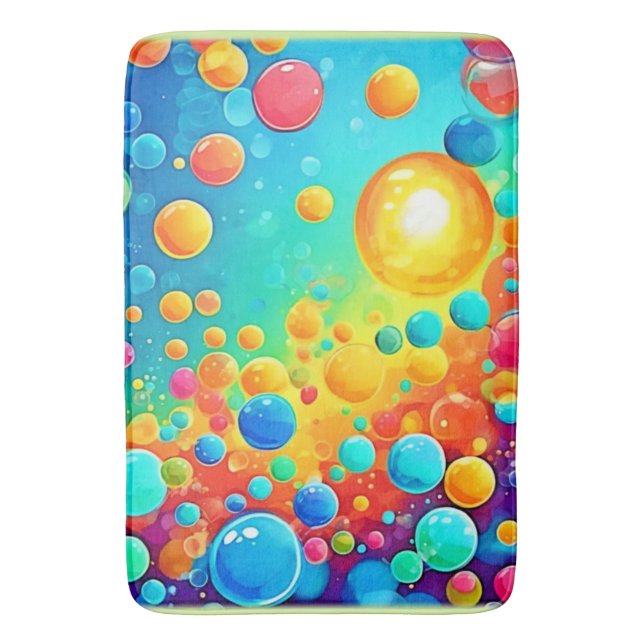 Colourful Bubbles Floating Art Bath Mat (Front Vertical)