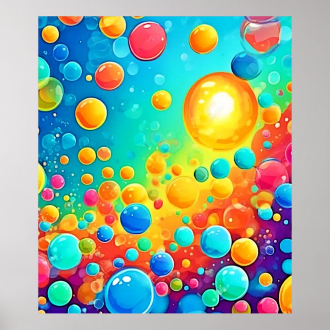 Colourful Bubbles Floating Art Poster (Front)
