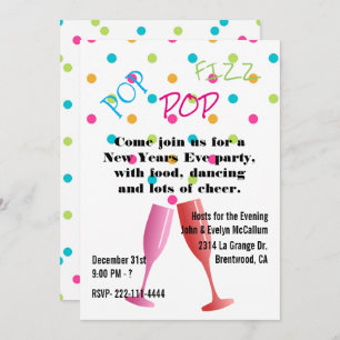 Colourful Bubbles New Years Eve Party Invitation