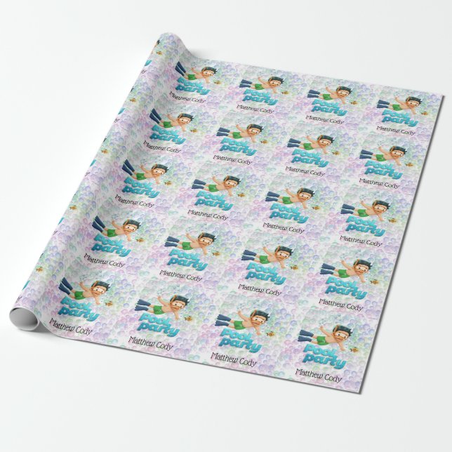 Colourful Bubbles Pool Party Custom  Wrapping Paper (Unrolled)