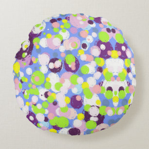 Colourful bubbles round cushion