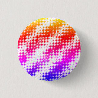 Colourful Buddha Face Statue Formed By Lines 3 Cm Round Badge