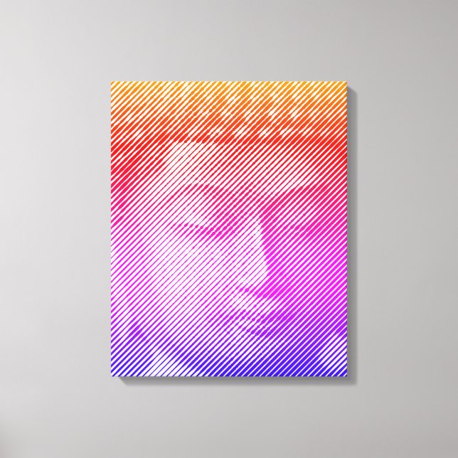 Colourful Buddha Face Statue Formed By Lines Canvas Print (Front)