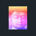 Colourful Buddha Face Statue Formed By Lines Canvas Print<br><div class="desc">The face of Siddhartha Gautama,  Buddha,  with carved effect.
Image formed by lines of variable width. 
Gift idea for people that love Asian art and spirituality.</div>