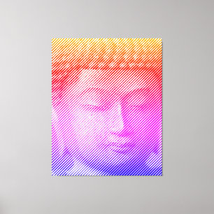 Colourful Buddha Face Statue Formed By Lines Canvas Print