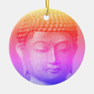 Colourful Buddha Face Statue Formed By Lines Ceramic Tree Decoration