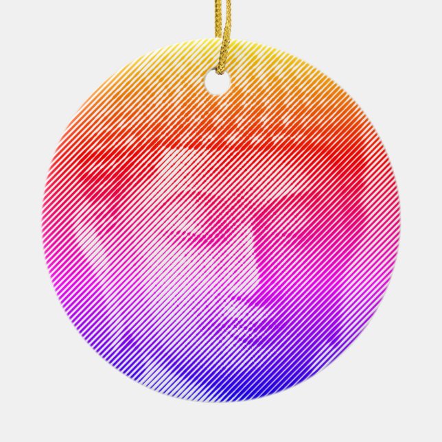 Colourful Buddha Face Statue Formed By Lines Ceramic Tree Decoration (Front)