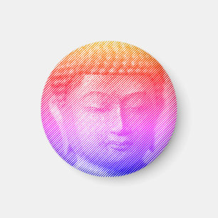 Colourful Buddha Face Statue Formed By Lines Magnet