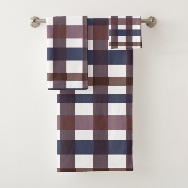 Colourful Buffalo Plaid Check Tartan  Bath Towel Set (Insitu)