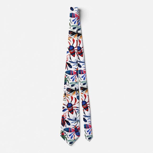 Colourful Bugs Whimsical Insects Art  Tie (Front)