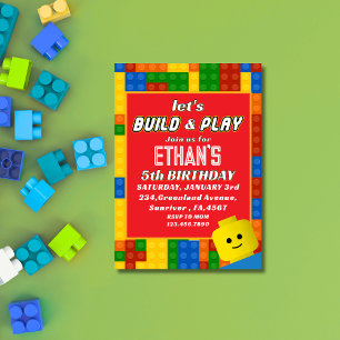 Colourful Builder-Themed Birthday Creative Kids Invitation