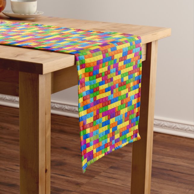 Colourful Building Block Pattern Medium Table Runner (In Situ)