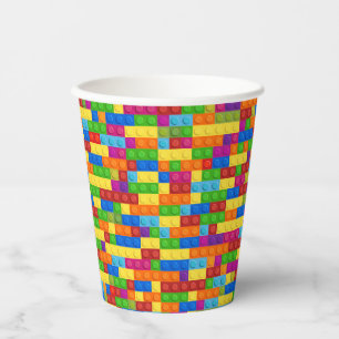 Colourful Building Block Pattern Paper Cups