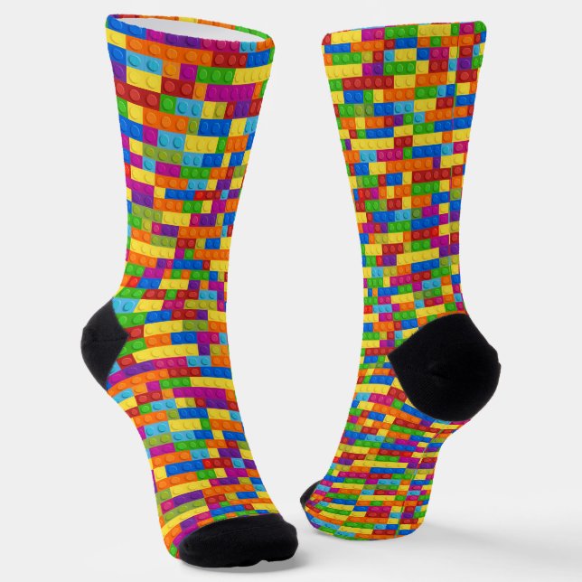 Colourful Building Block Pattern Socks (Angled)