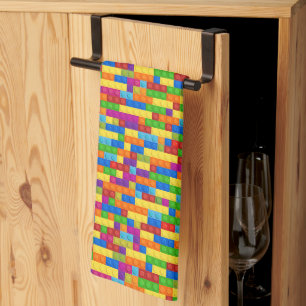 Colourful Building Block Pattern Tea Towel