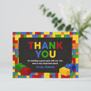 Colourful Building Blocks Birthday Boy Thank You Card