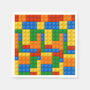 Colourful building blocks birthday party napkin