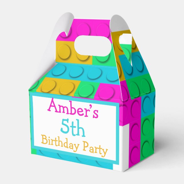 Colourful Building Blocks Girl Birthday Party  Favour Box (Front Side)