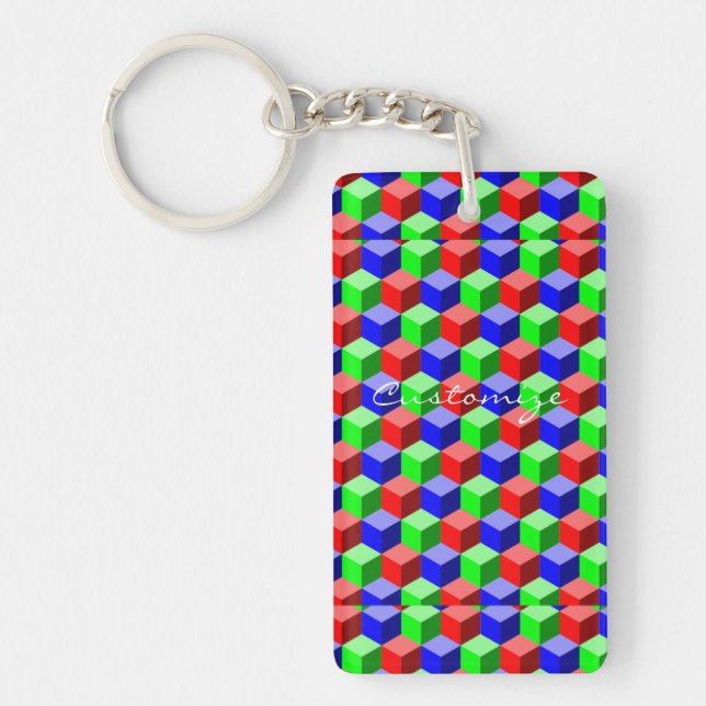 Colourful Building Blocks Thunder_Cove 3-D Key Ring (Front)