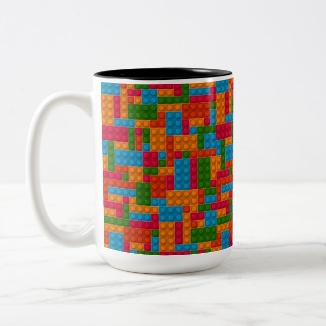 Colourful Building Brick Two-Tone Coffee Mug (Left)