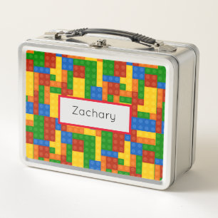 Colourful Building Bricks Kids Metal Lunch Box