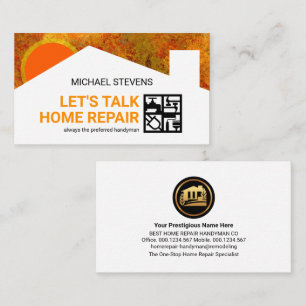 Colourful Building Silhouette Handyman Tools Windo Business Card