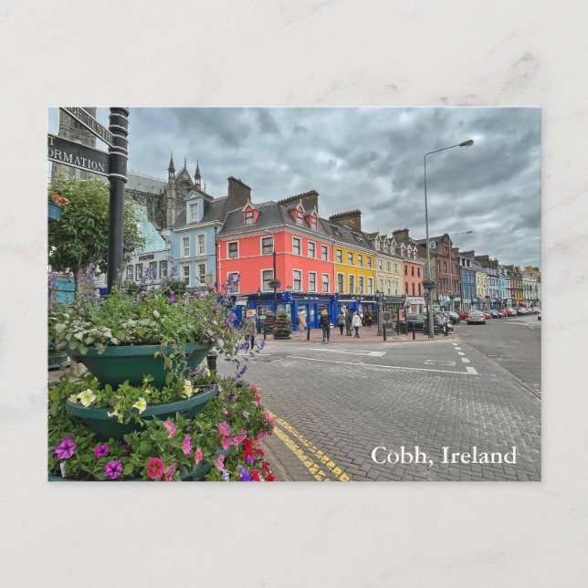 Colourful Buildings along Main Street Cobh, Irelan Postcard (Front)