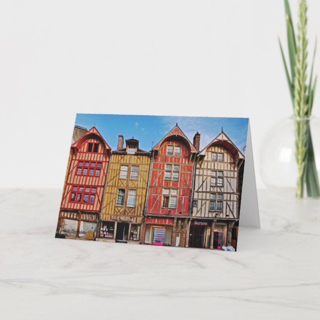 Colourful Buildings in Troyes France Greeting Card (Front)