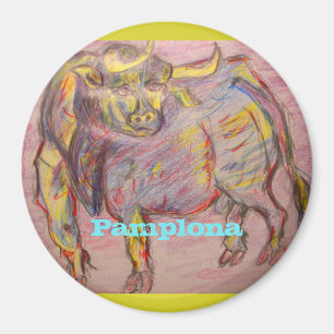 colourful bull pamplona magnet