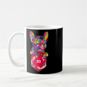 Colourful Bulldog Holding A D20 Role Playing Game Coffee Mug