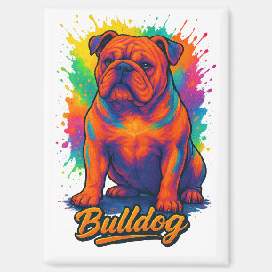 Colourful Bulldog Pop Art – Vibrant Neon Dog Magnet