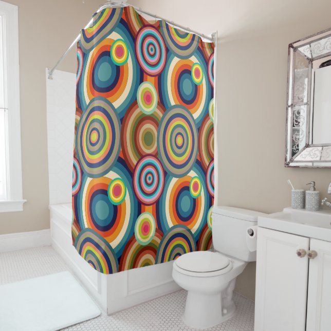 Colourful Bullseyes  Shower Curtain (In Situ)